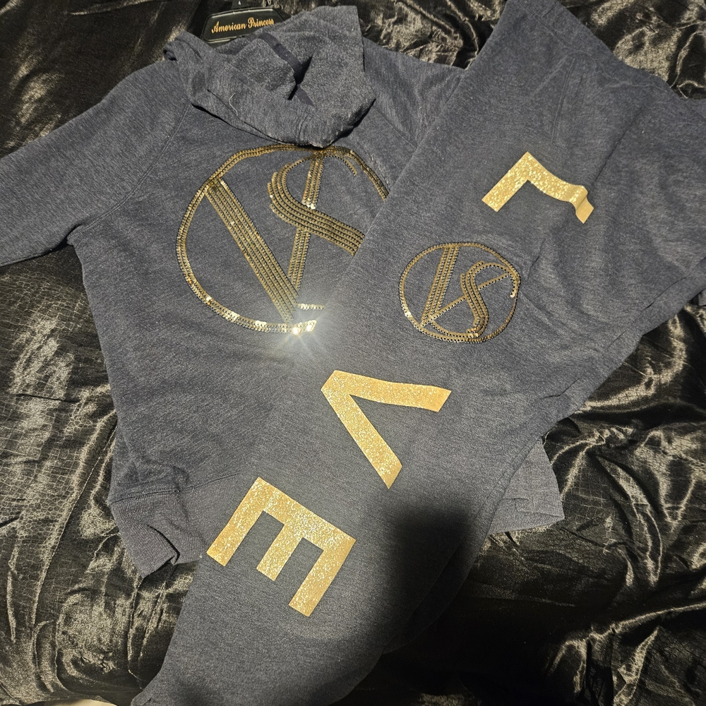 Gray Hoodie and Joggers Set with Gold Accents